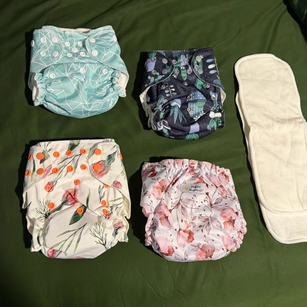 Brand New HappyBeeHind 100% Cotton AIO Cloth Diaper Set